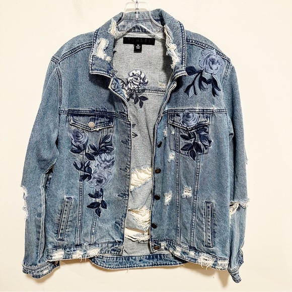 Tinsel Jackets & Coats Tinsel Distressed Floral Embroidered Jean